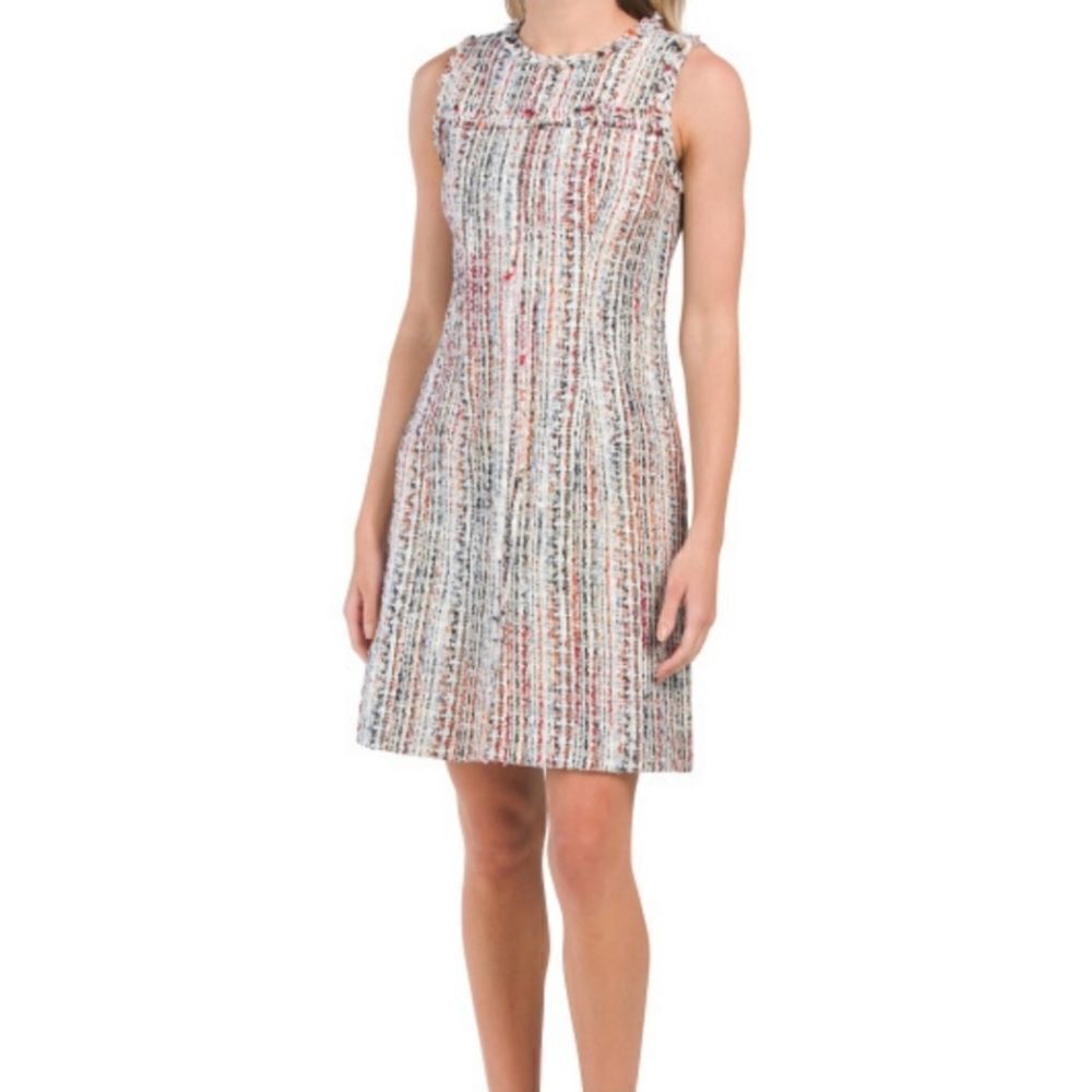 Elie Tahari Dean Tweed Dress Size 4 Worn on TV Multicolor Career Chic Boss Babe